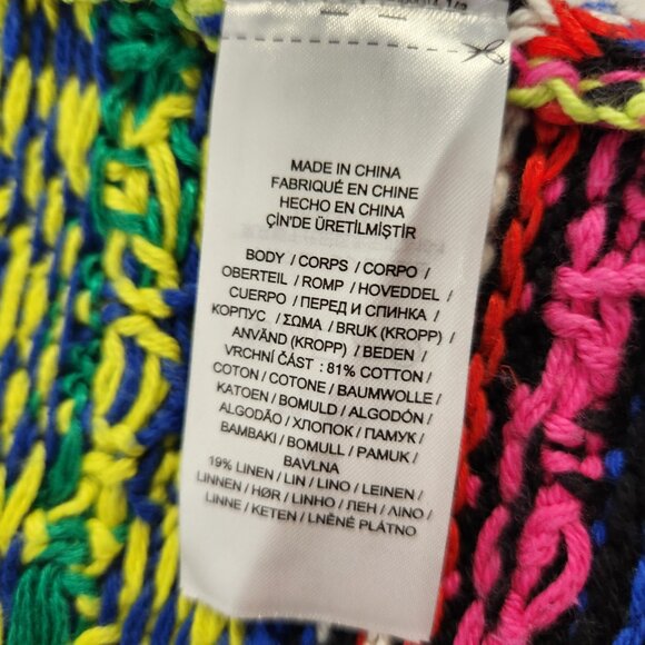 LAUREN Unisex Multicolor Geo-Motif Cotton-Linen Crewneck Sweater Size XS Ex. Con - Picture 10 of 16